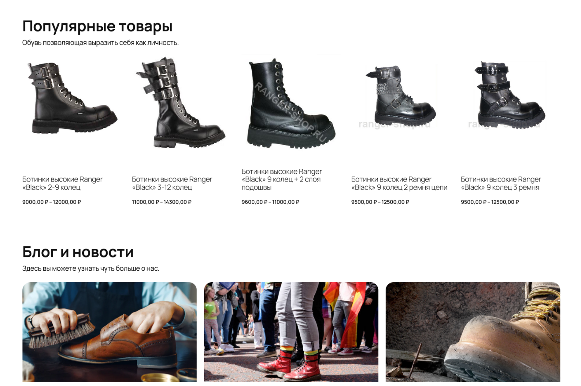 Главная страница Ranger целиком